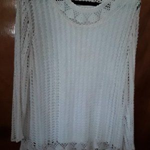 croft & barrow White Knit Open Weaved  Lined  Sweater